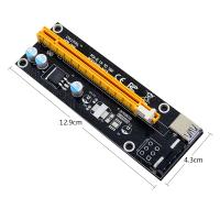 PCI-E Riser Card PCIE 1X to 16X Extender + USB 3.0 Cable / 4Pin Molex Power For Bitcoin Ethereum Miner